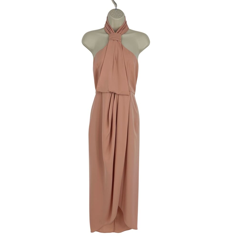 Shona Joy Dusty Rose Halter Tie Midi Dress